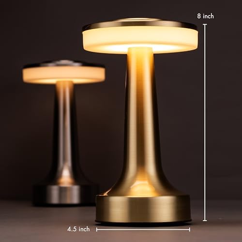 Portable LED Touch Table Lamp with Rechargeable Battery – Gold - Image 3