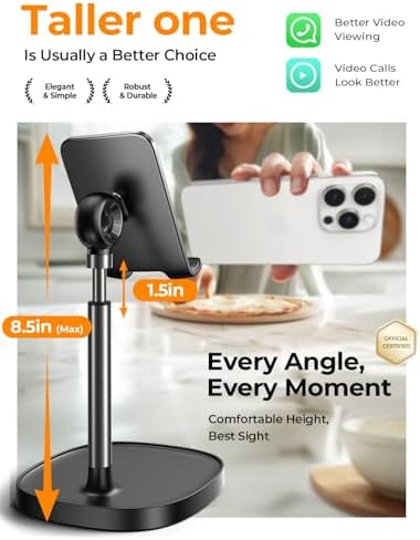 LISEN Adjustable Phone Stand for Desk – Phone & Tablet Holder for iPhone, iPad, Switch & Smartphones - Image 3