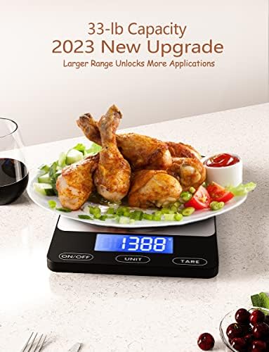 Digital Kitchen Food Scale – 33lb Capacity with Stainless Steel Platform (Black) - Image 5