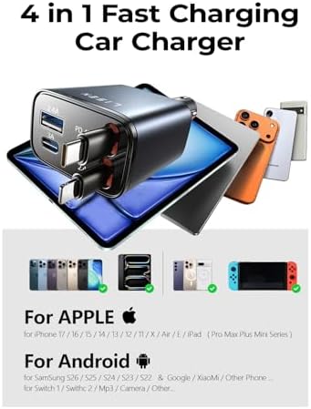 LISEN 84W Retractable USB-C Car Charger for iPhone, Samsung & Android - Image 7