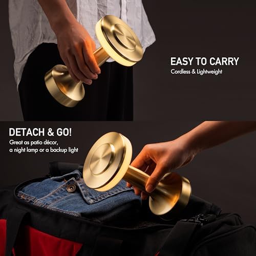 Portable LED Touch Table Lamp with Rechargeable Battery – Gold - Image 2