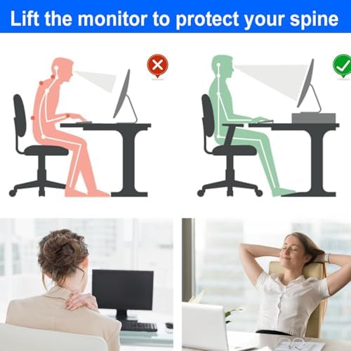 Desk Monitor Stand with Drawer & Pen Holders – Black - Image 2
