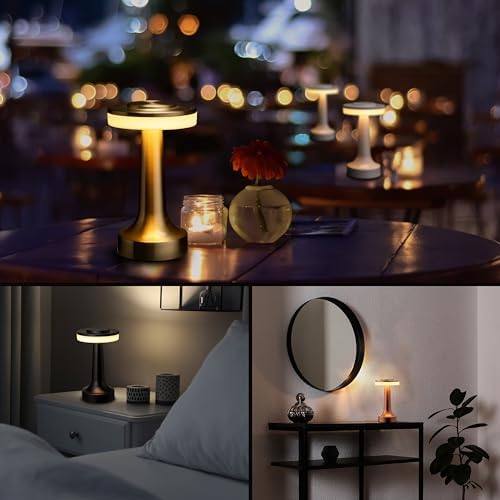 Portable LED Touch Table Lamp with Rechargeable Battery – Gold - Image 6