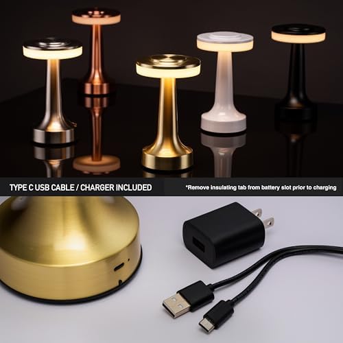 Portable LED Touch Table Lamp with Rechargeable Battery – Gold - Image 8
