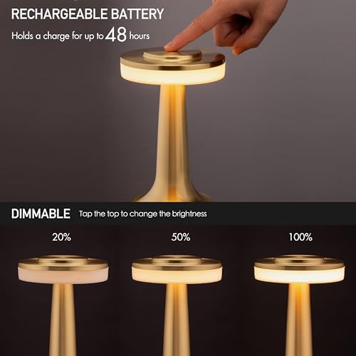 Portable LED Touch Table Lamp with Rechargeable Battery – Gold - Image 4