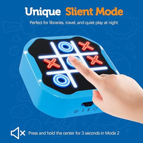 3-in-1 Electronic Tic Tac Toe Handheld Game Console – Blue - Image 2