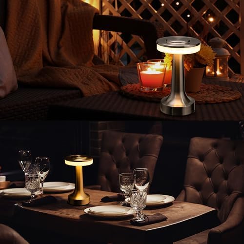 Portable LED Touch Table Lamp with Rechargeable Battery – Gold - Image 5