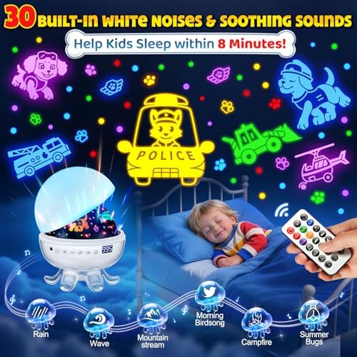 Kids Puppy Night Light Projector with Soothing Sounds & Story Projection - Image 3