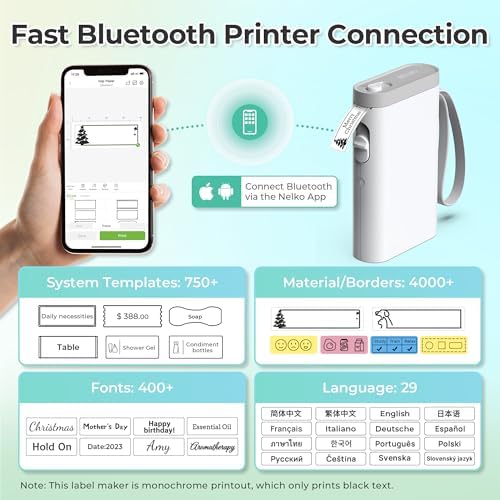 Nelko P21 Bluetooth Label Maker Machine with Tape – Portable Mini Thermal Label Printer - Image 2