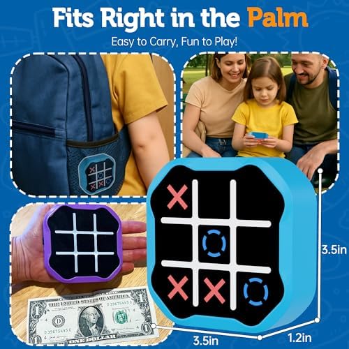 3-in-1 Electronic Tic Tac Toe Handheld Game Console – Blue - Image 6