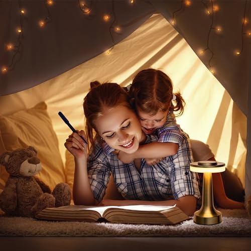 Portable LED Touch Table Lamp with Rechargeable Battery – Gold - Image 7