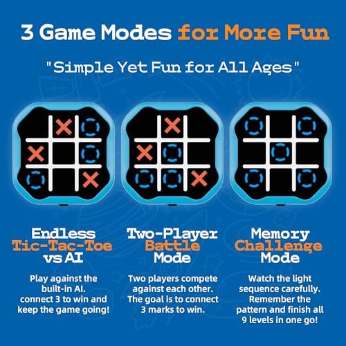3-in-1 Electronic Tic Tac Toe Handheld Game Console – Blue - Image 4