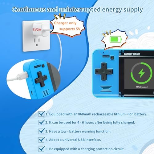 Handheld Retro Gaming Console with 220 Built-In Games – Blue - Image 3