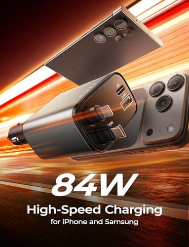LISEN 84W Retractable USB-C Car Charger for iPhone, Samsung & Android - Image 8