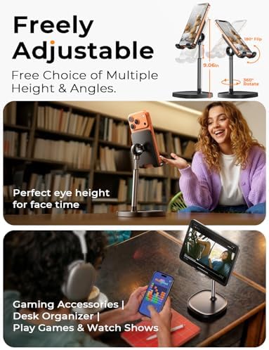 LISEN Adjustable Phone Stand for Desk – Phone & Tablet Holder for iPhone, iPad, Switch & Smartphones - Image 2
